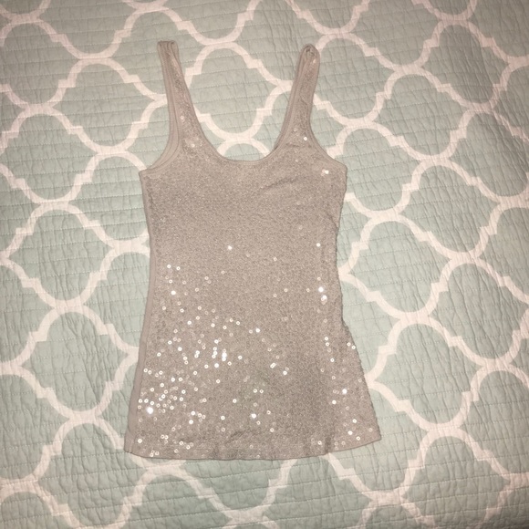 Express Tops - Express cream sequin XS tank